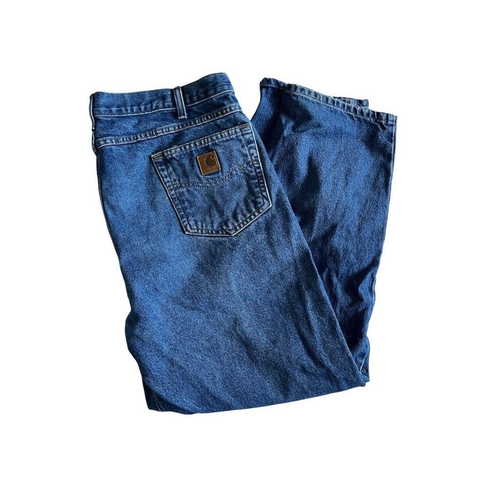 Carhartt Jeans Mens 40x30 (38x28) Blue Relaxed Fit B17 DST Straight Leg Denim